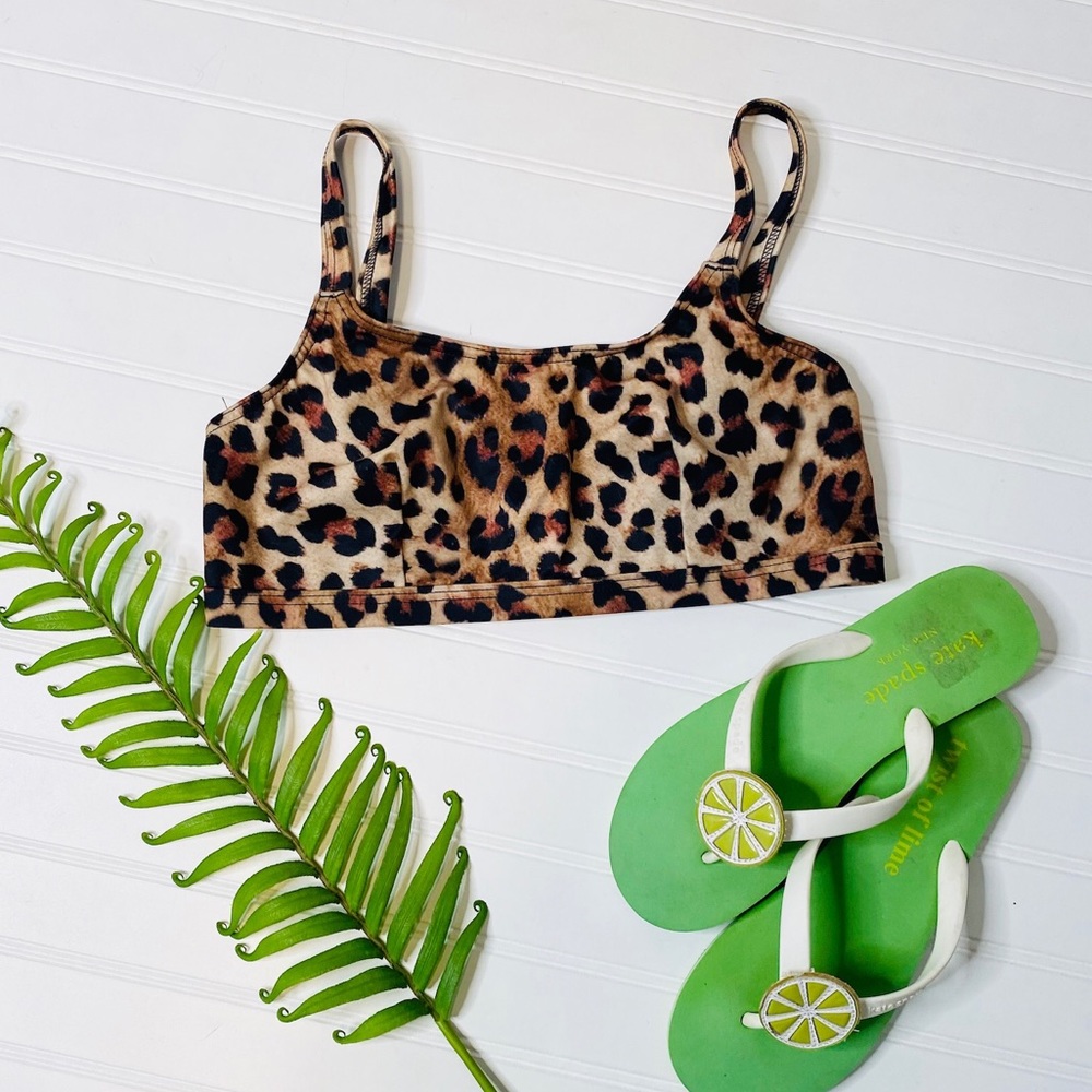 ASOS Animal Print Leopard Strappy Back Bikini Top